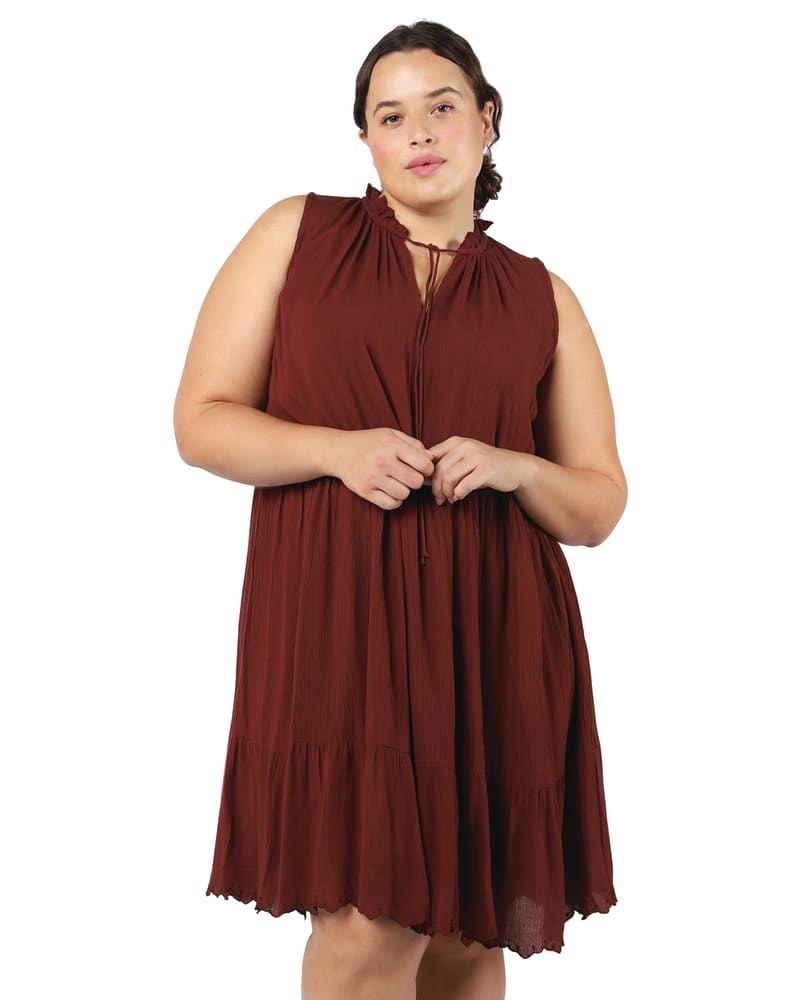 Plus size model wearing Daria Drawstring Waist Chiffon Mini Dress by DEX PLUS | Dia&Co | dia_product_style_image_id:202978